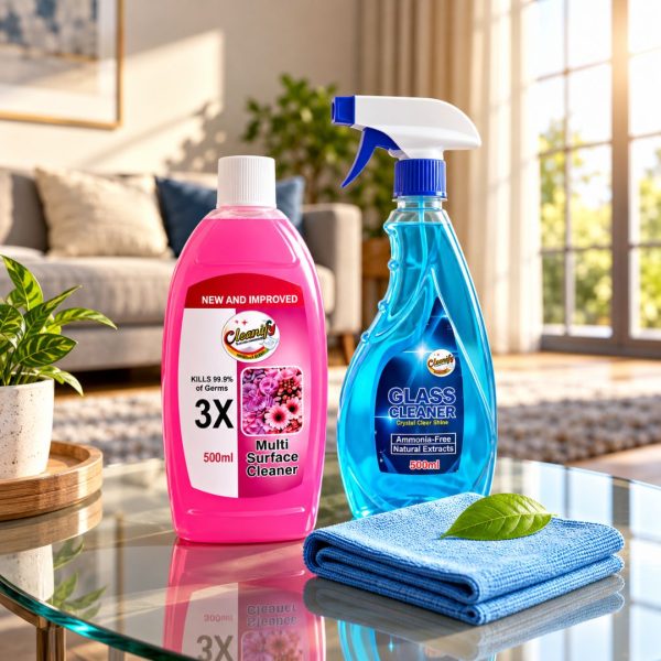 Cleanify Glass & Surface Duo bundle: Glass Cleaner 500ml and Multi Surface Cleaner 500ml