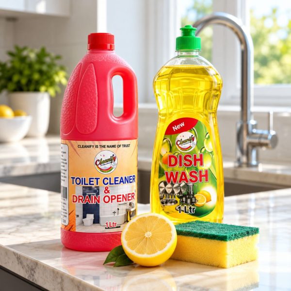 Cleanify Dish & Drain Duo bundle: Dish Wash Liquid 1L and Toilet Cleaner & Drain Opener 1L