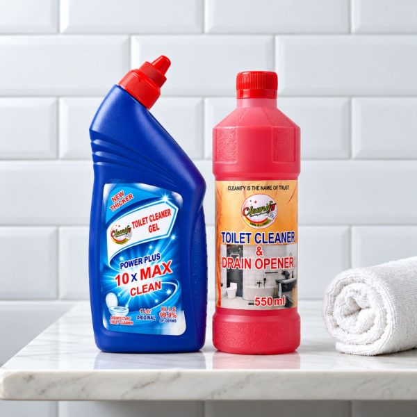 Cleanify Bathroom Basics Duo bundle: Toilet Cleaner Gel 500ml and Toilet Cleaner & Drain Opener 550ml