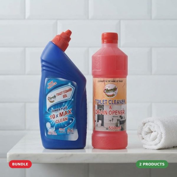 Cleanify Bathroom Basics Duo bundle: Toilet Cleaner Gel 500ml and Toilet Cleaner & Drain Opener 550ml