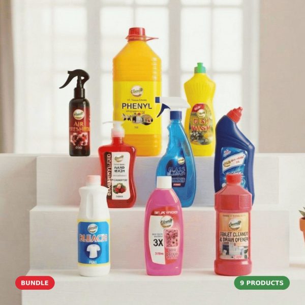 Cleanify Full Home Care Mega Pack bundle with 9 cleaning products for the kitchen, bathroom and whole home