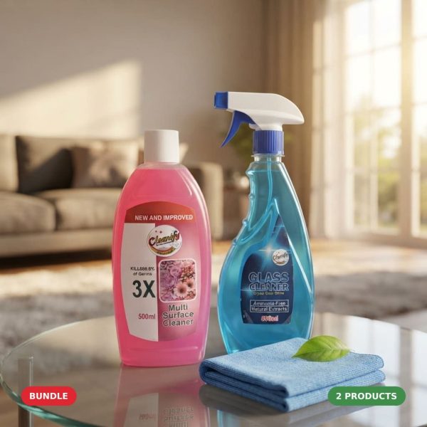 Cleanify Glass & Surface Duo bundle: Glass Cleaner 500ml and Multi Surface Cleaner 500ml